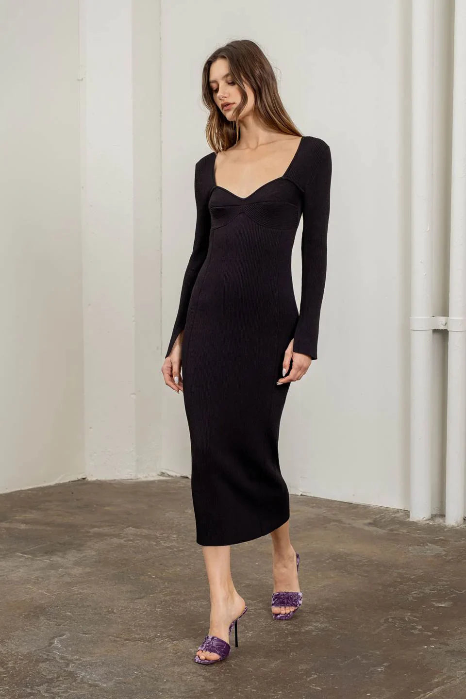 Moon River Ribbed Sweater Midi