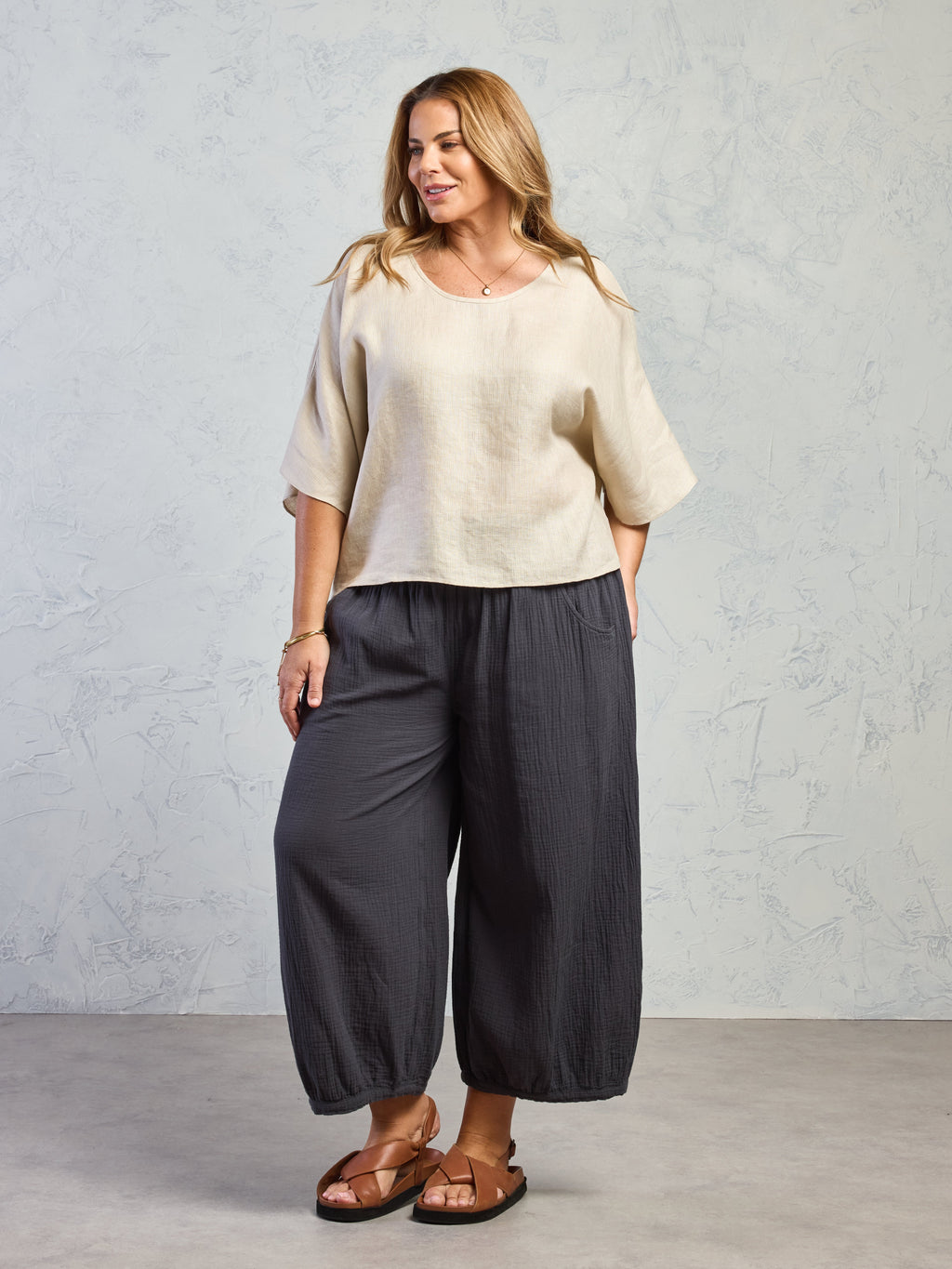 Selene Linen Top Stone