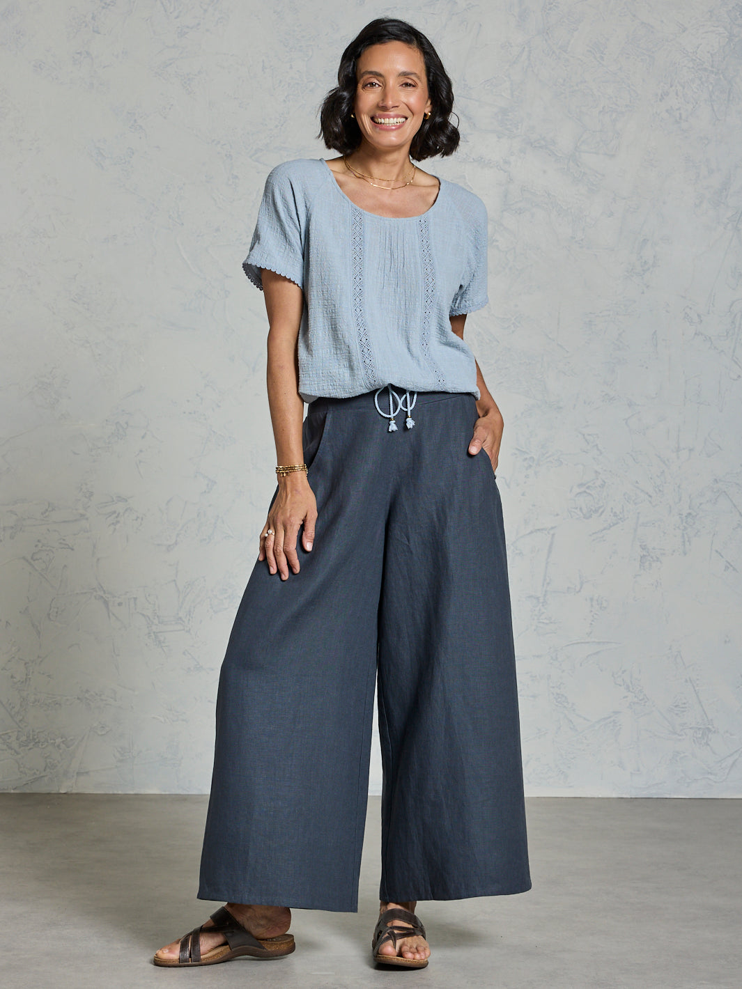 Daisy Organic Cotton Blouse Slate Blue