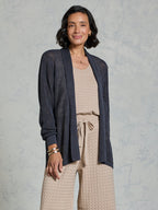 Tathra Organic French Linen Knit Cardigan Charcoal