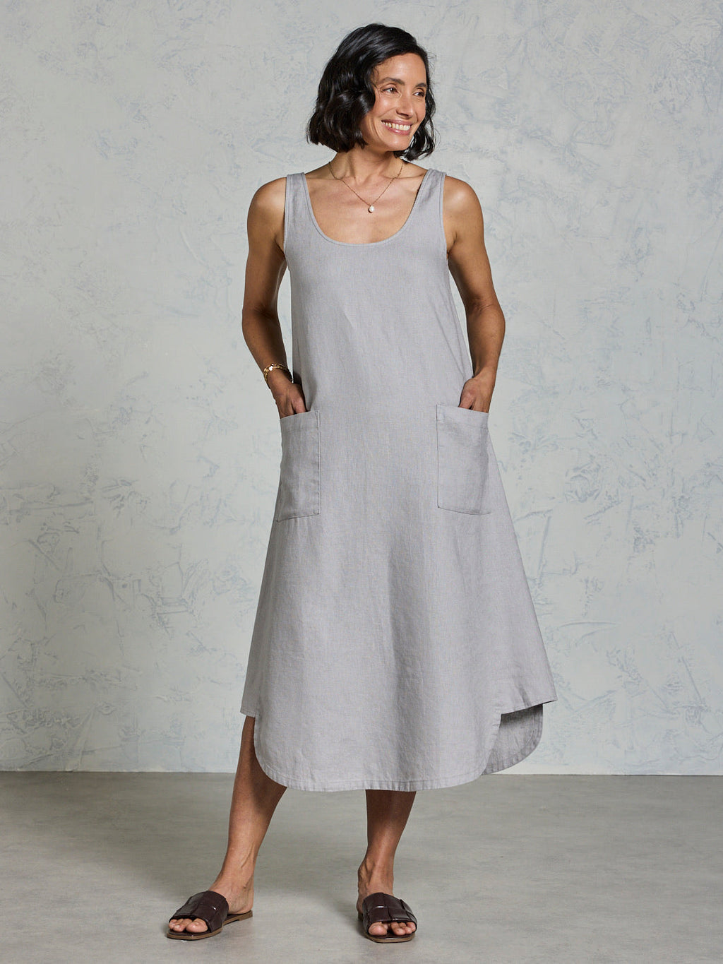 Laurel French Linen Dress Fog