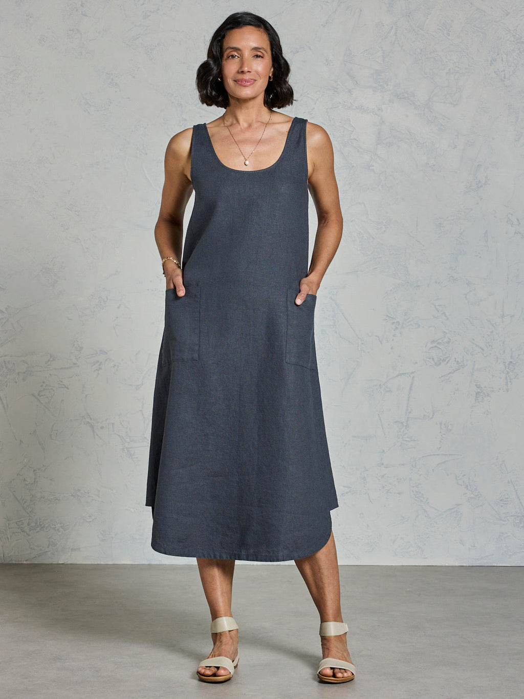 Laurel French Linen Dress Charcoal