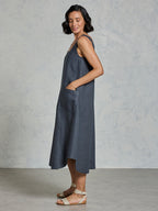 Laurel French Linen Dress Charcoal