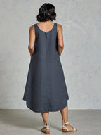 Laurel French Linen Dress Charcoal