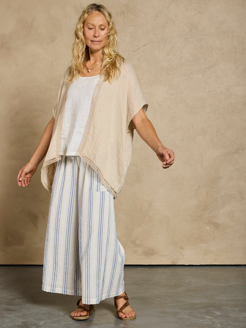 Rhea French Linen Kimono Stone