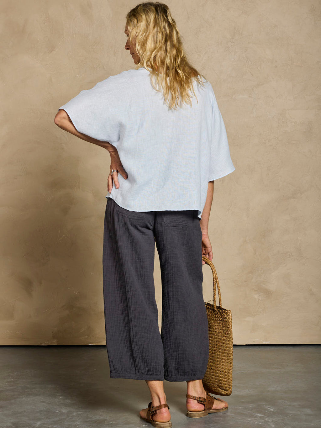 Selene Linen Top Serene Blue