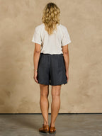 Mae French Linen Shorts Charcoal