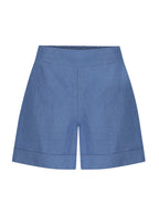Paros French Linen Shorts Aegean Blue