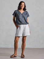 Paros French Linen Shorts Oyster