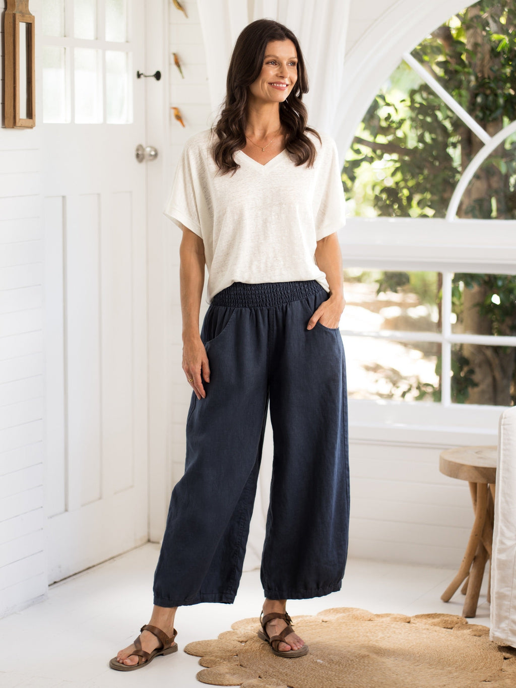 Sadhu French Linen Pants Navy
