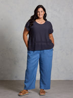 Sundown Cotton Knit Top Charcoal
