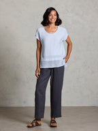Sundown Cotton Knit Top Serene Blue
