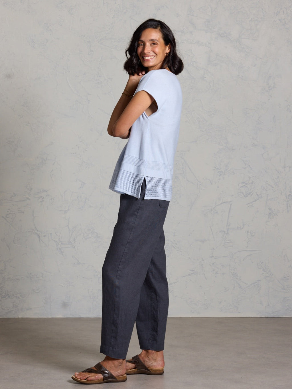 Sundown Cotton Knit Top Serene Blue