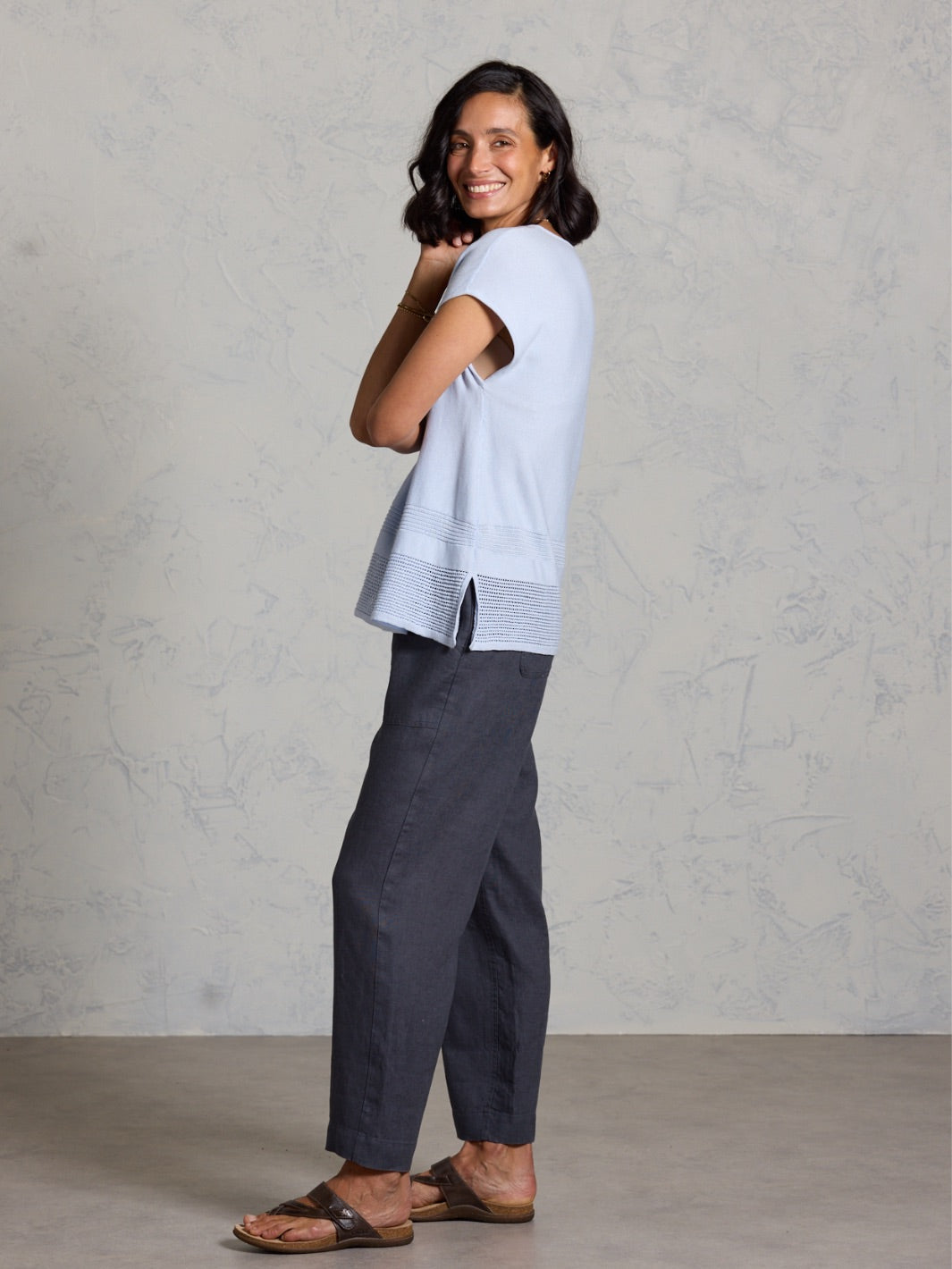 Sundown Cotton Knit Top Serene Blue