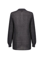 Tathra Organic French Linen Knit Cardigan Charcoal