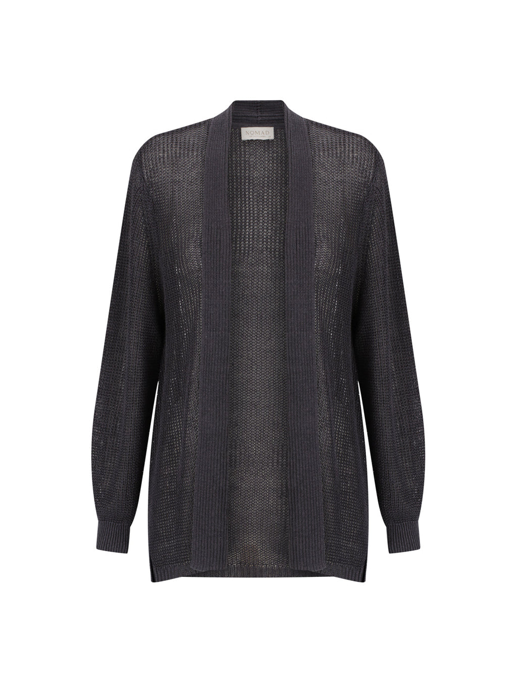 Tathra Organic French Linen Knit Cardigan Charcoal