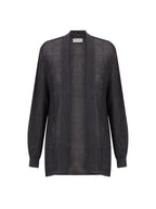 Tathra Organic French Linen Knit Cardigan Charcoal