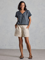 Vivre French Linen and Cotton Blouse Charcoal