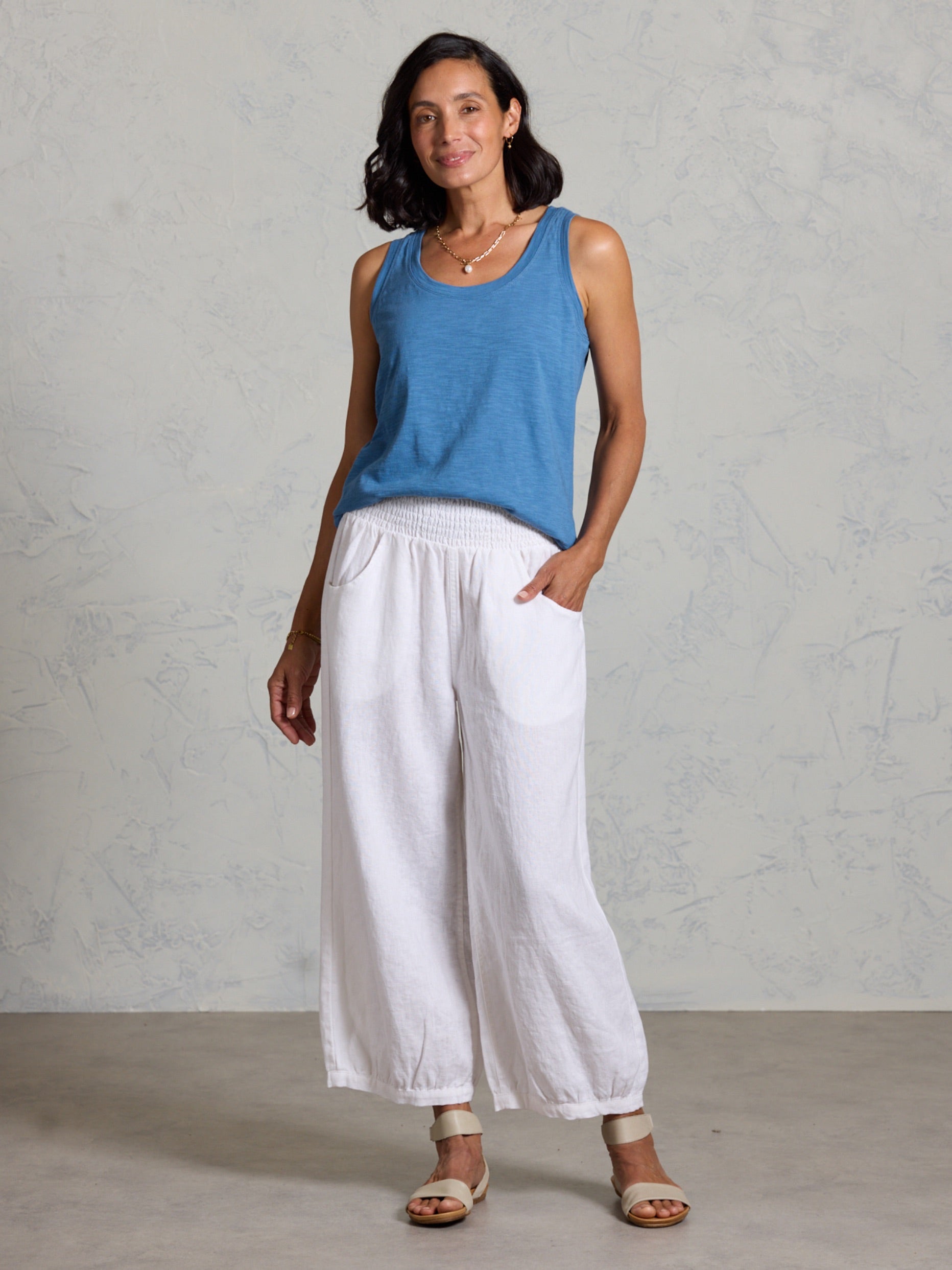 Yarra Cotton Tank Top Aegean Blue