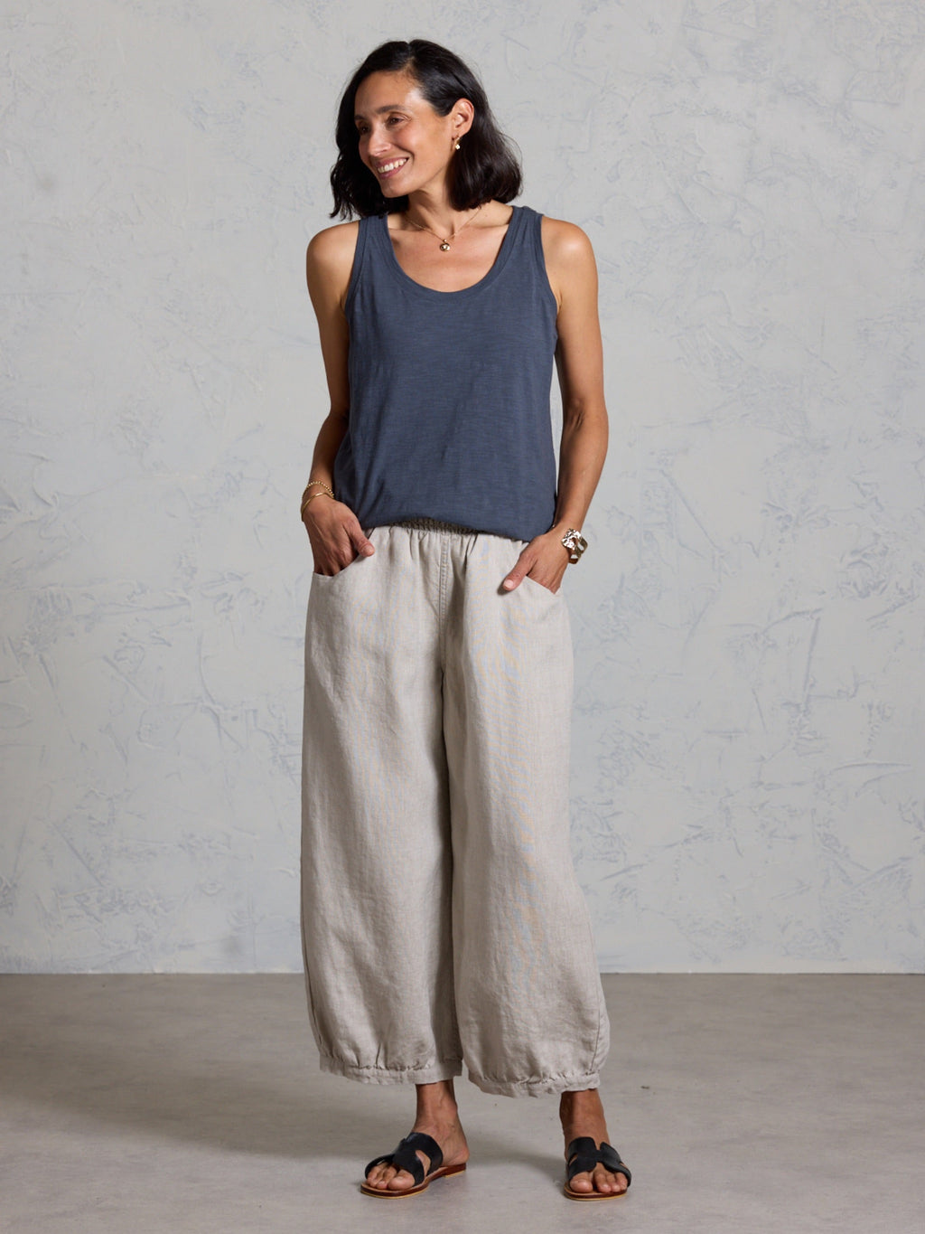 Yarra Cotton Tank Top Charcoal