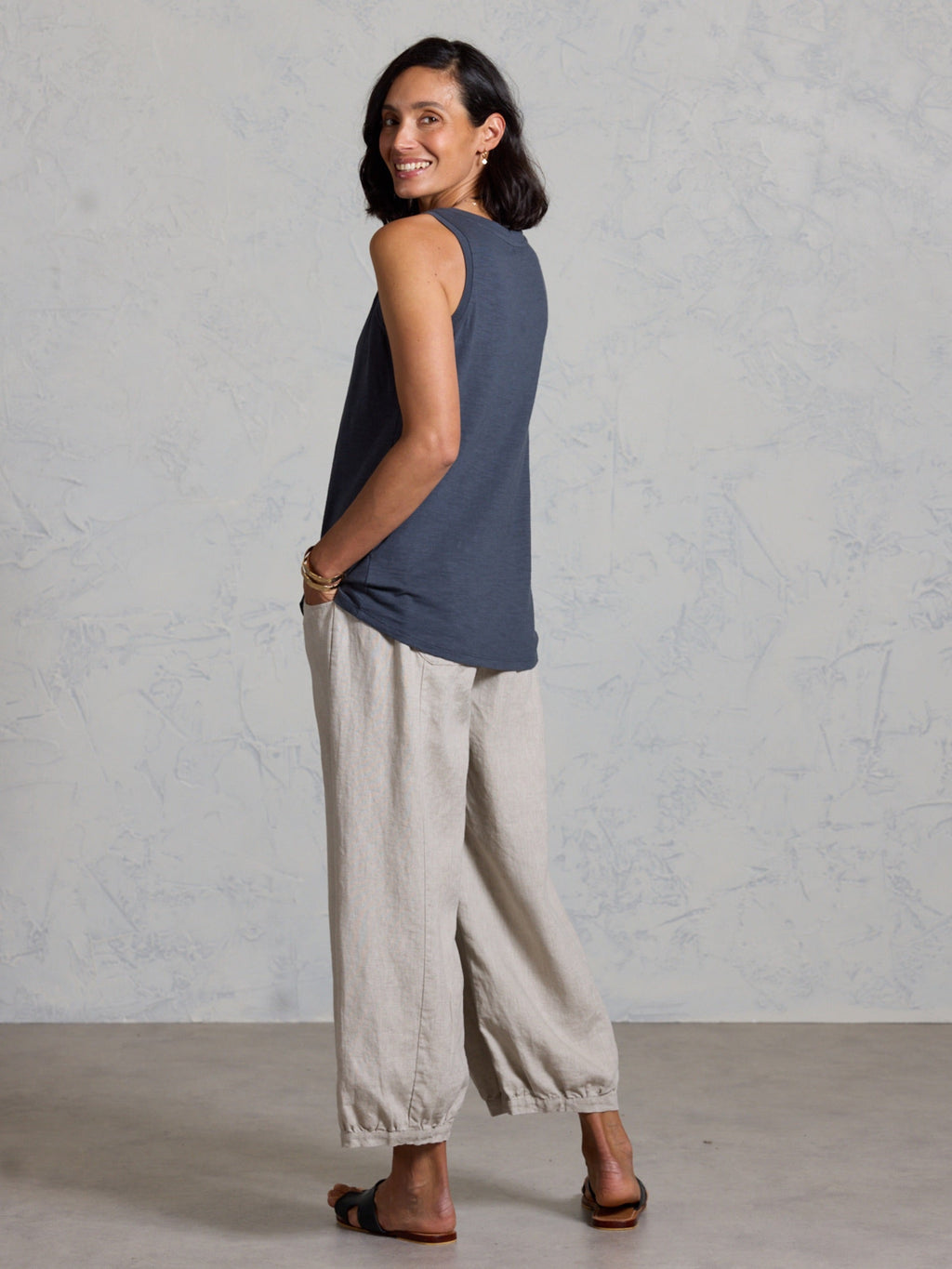 Yarra Cotton Tank Top Charcoal