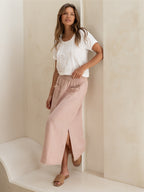Aurora French Linen Skirt Tea Rose