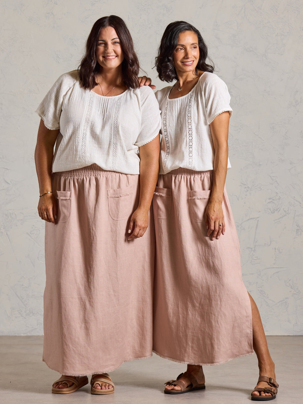 Aurora French Linen Skirt Tea Rose