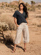 Marrakech French Linen Cropped Pants Flax