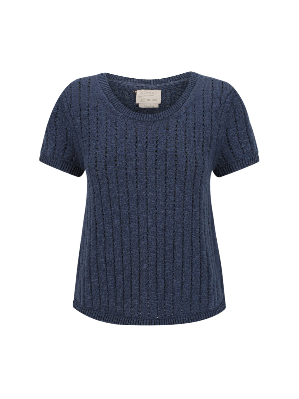 Agni Cotton Linen Knit Top Navy