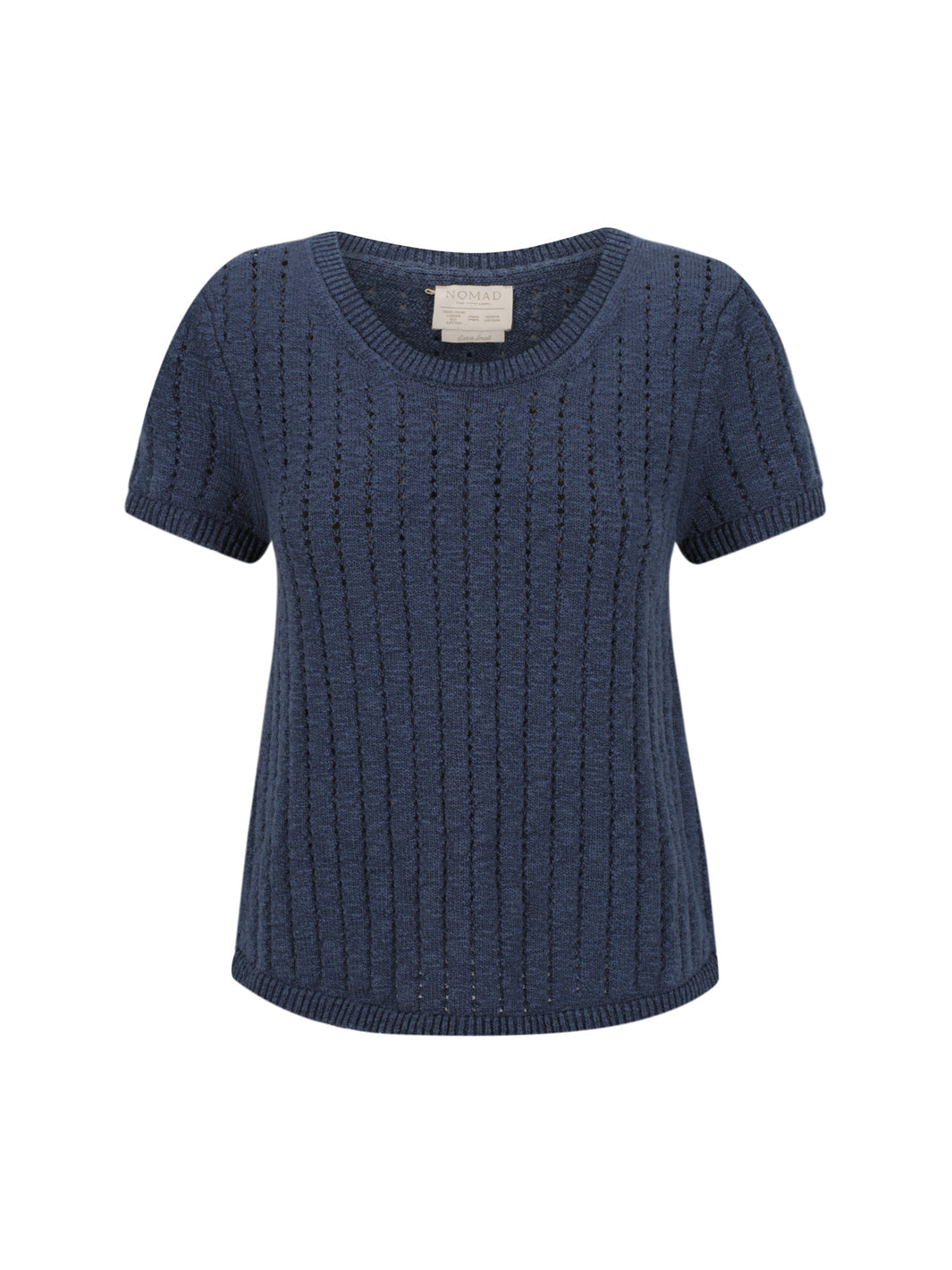 Agni Cotton Linen Knit Top Navy