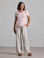 Agni Cotton Linen Knit Top Rosewater