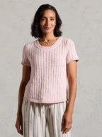 Agni Cotton Linen Knit Top Rosewater