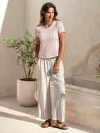 Agni Cotton Linen Knit Top Rosewater