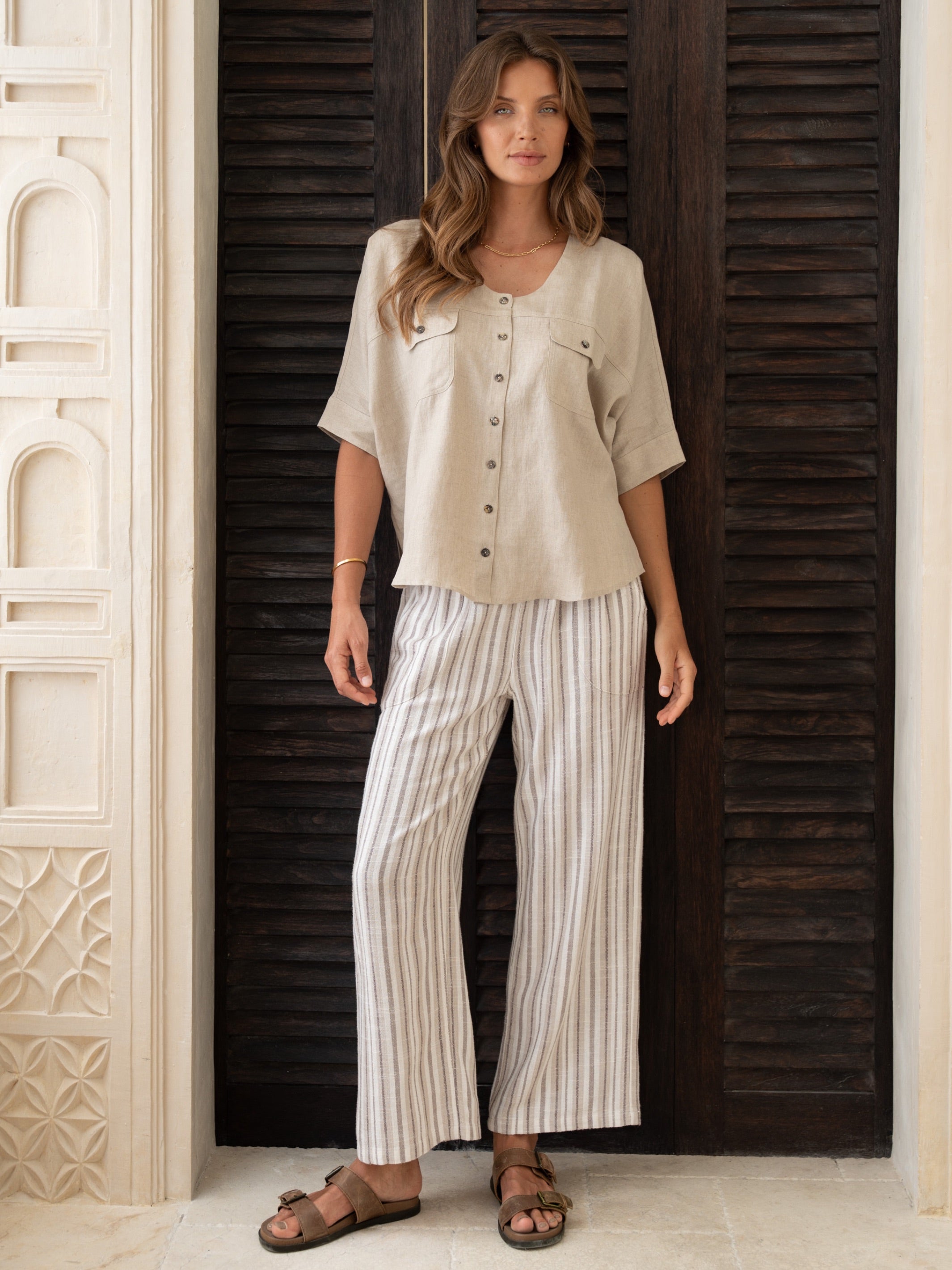 Dune French Linen Shirt Almond