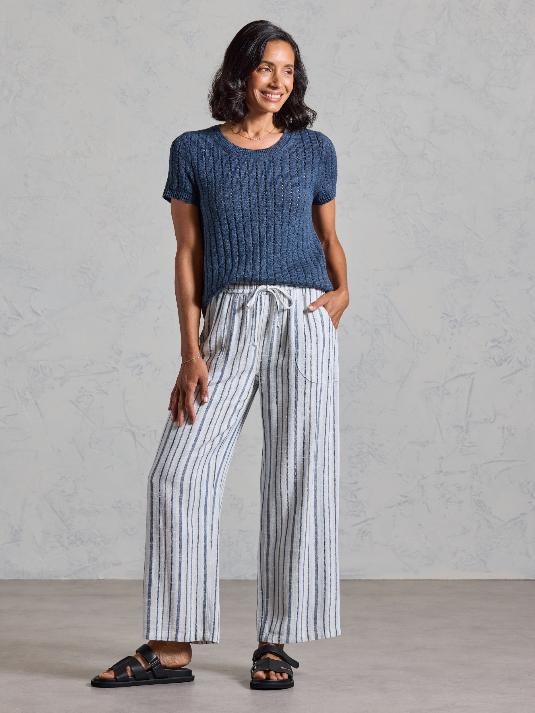 Jolie Linen Blend Pants Coastal Blue