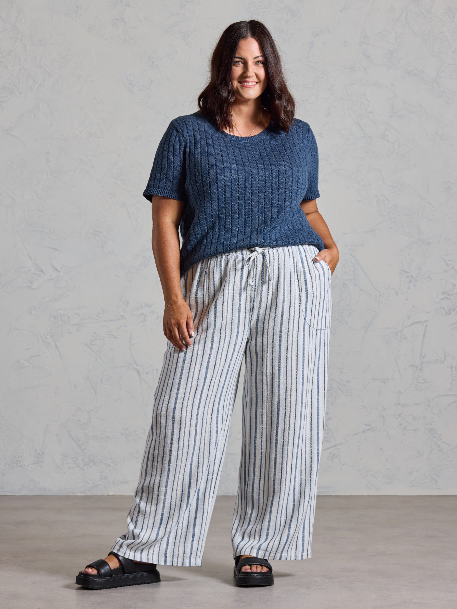 Jolie Linen Blend Pants Coastal Blue