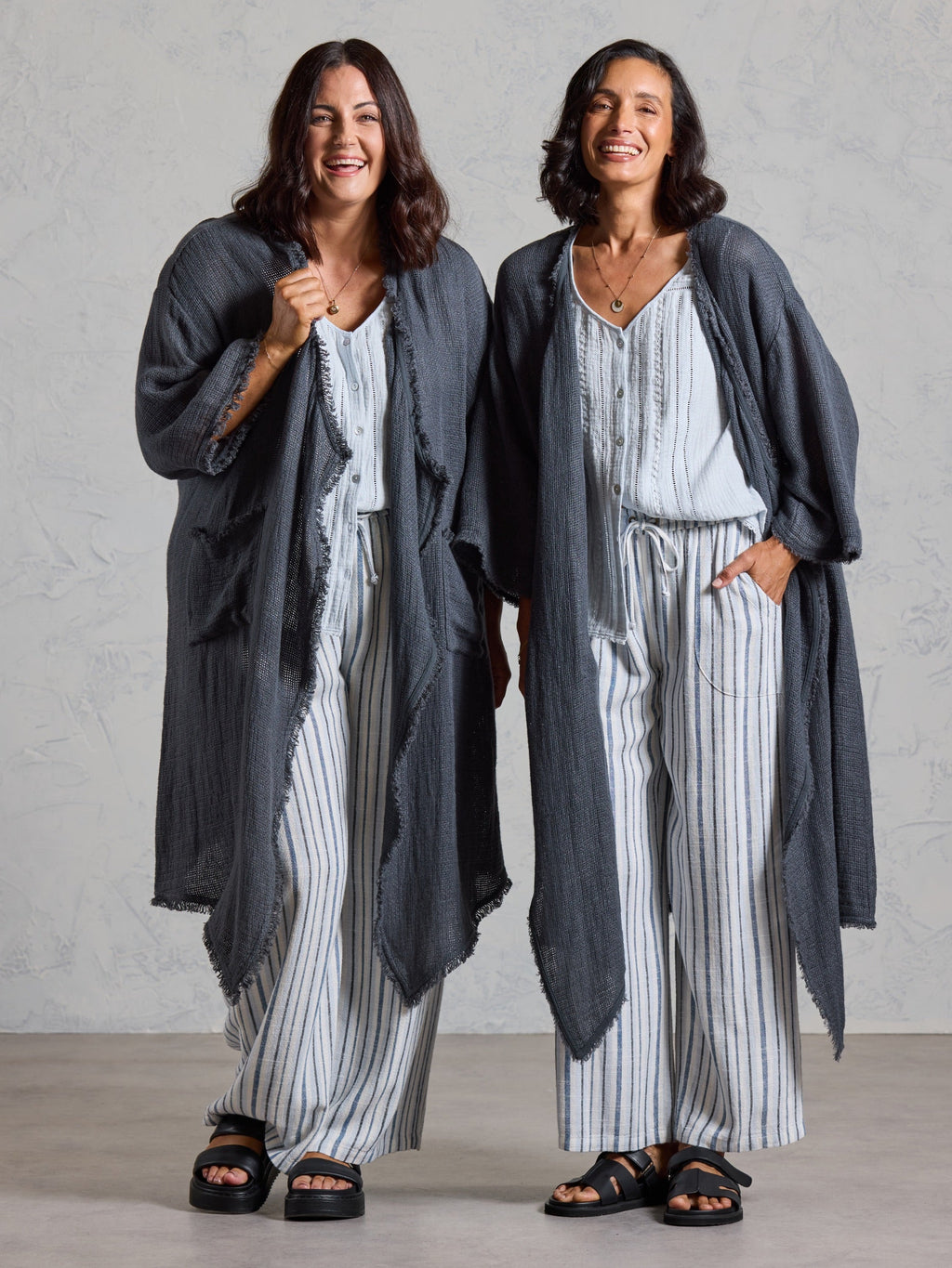 Laguna French Linen Kimono Charcoal