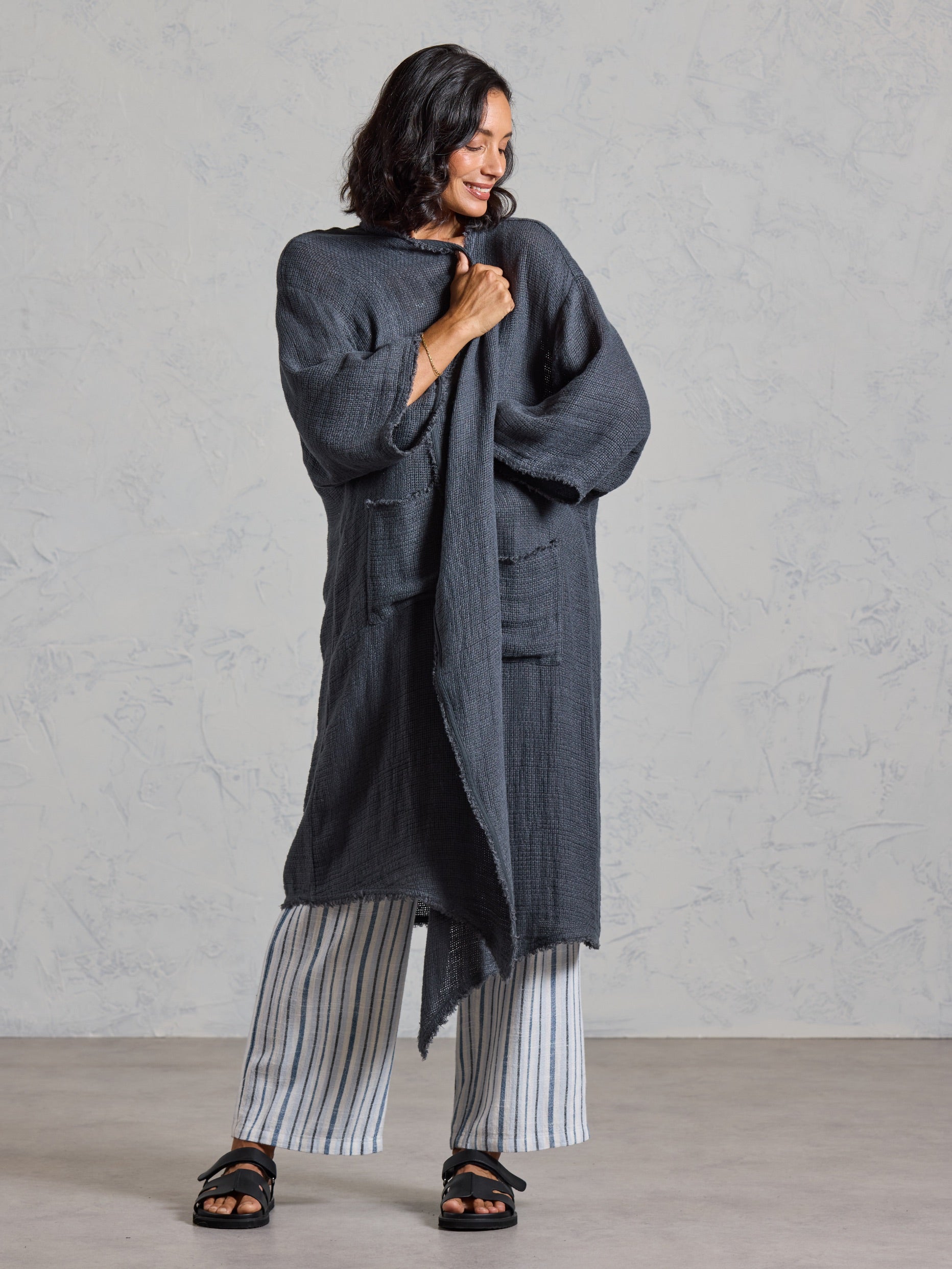 Laguna French Linen Kimono Charcoal
