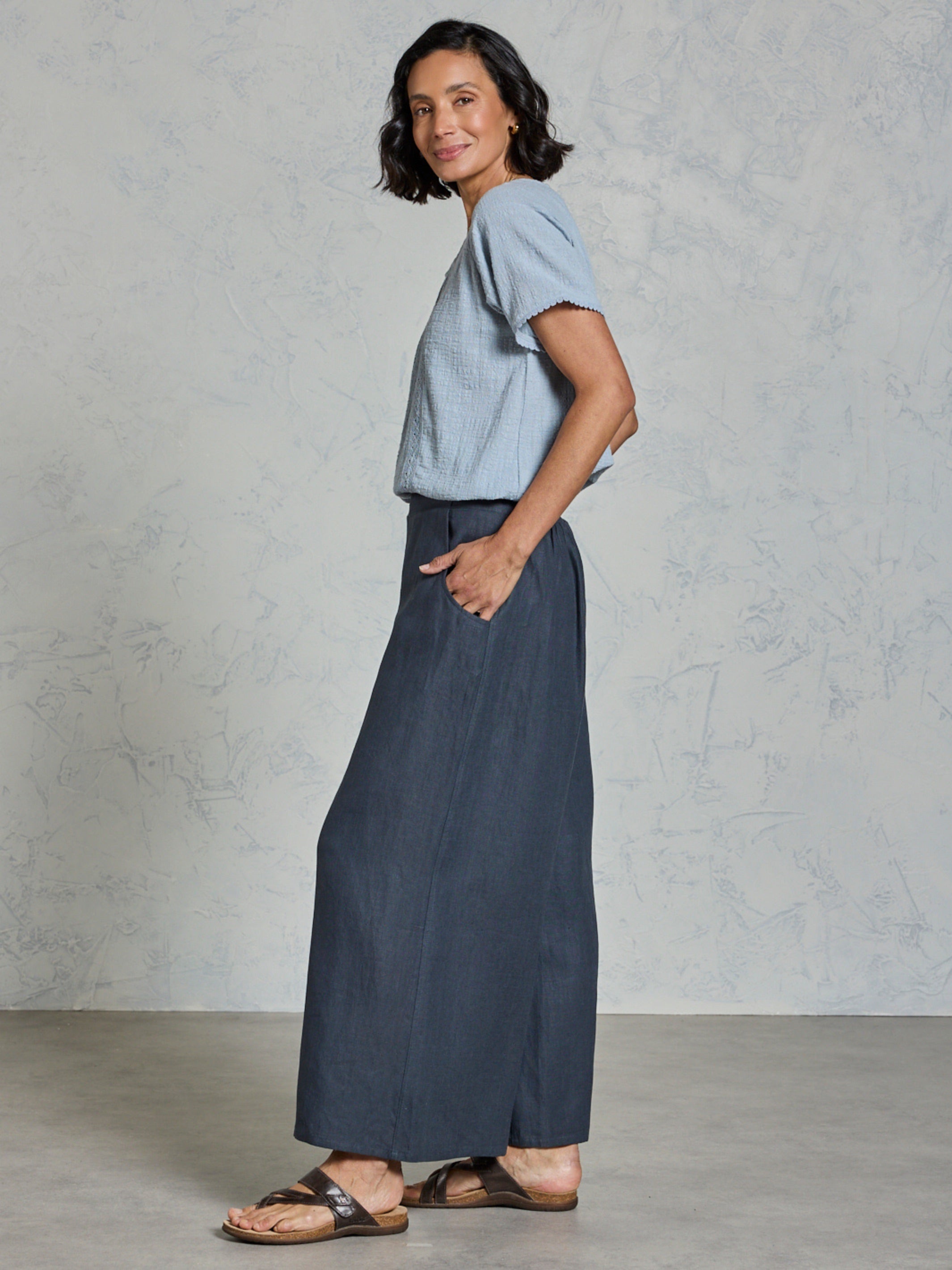 Portillo French Linen Pants Charcoal