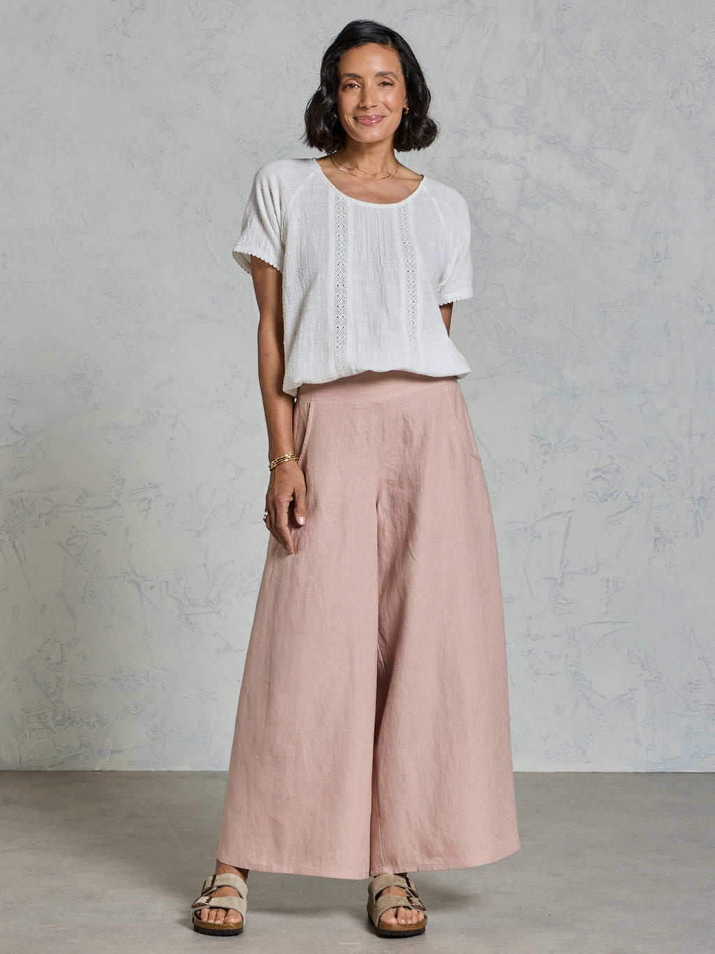Portillo French Linen Pants Tea Rose