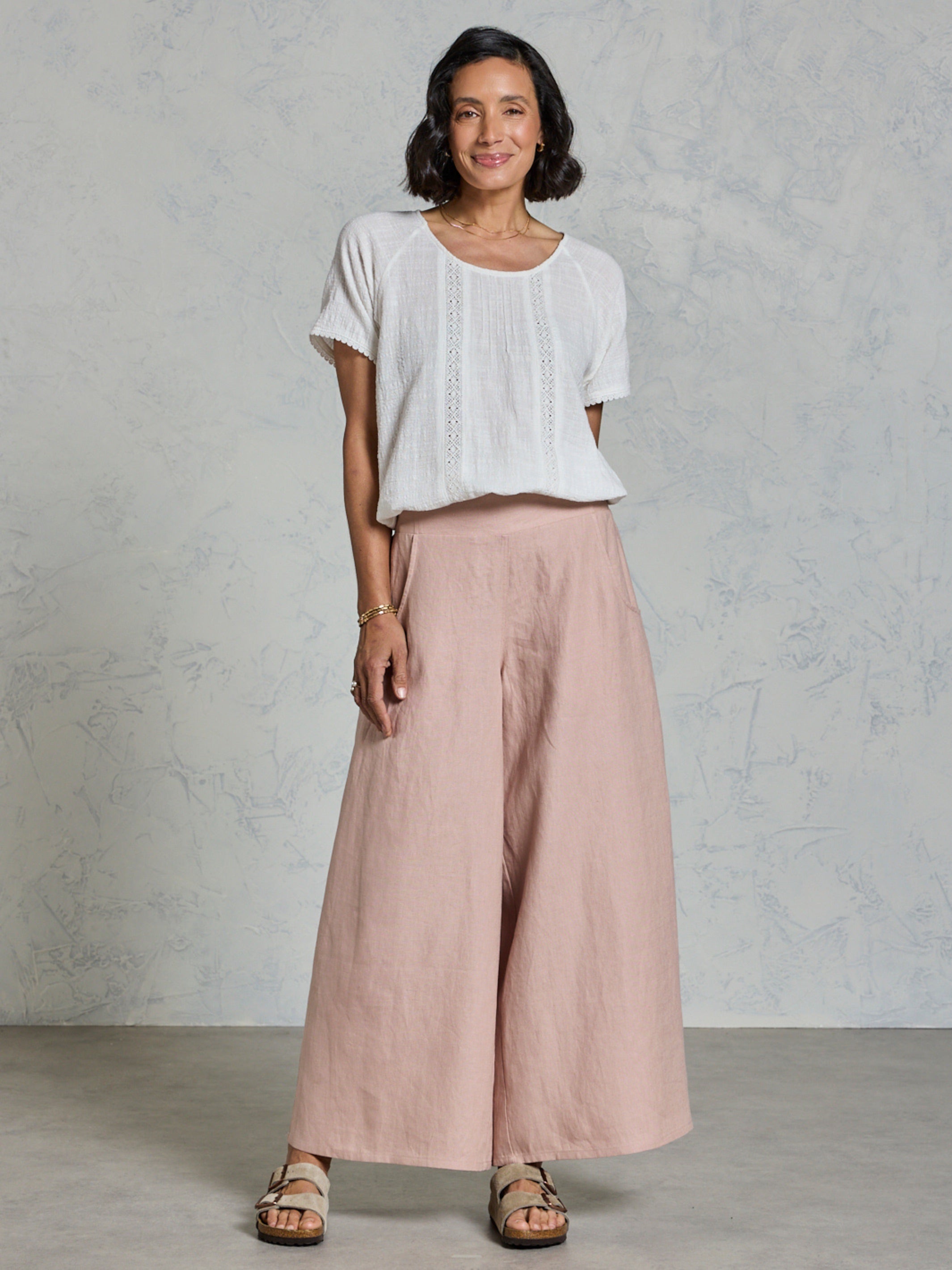 Portillo French Linen Pants Tea Rose