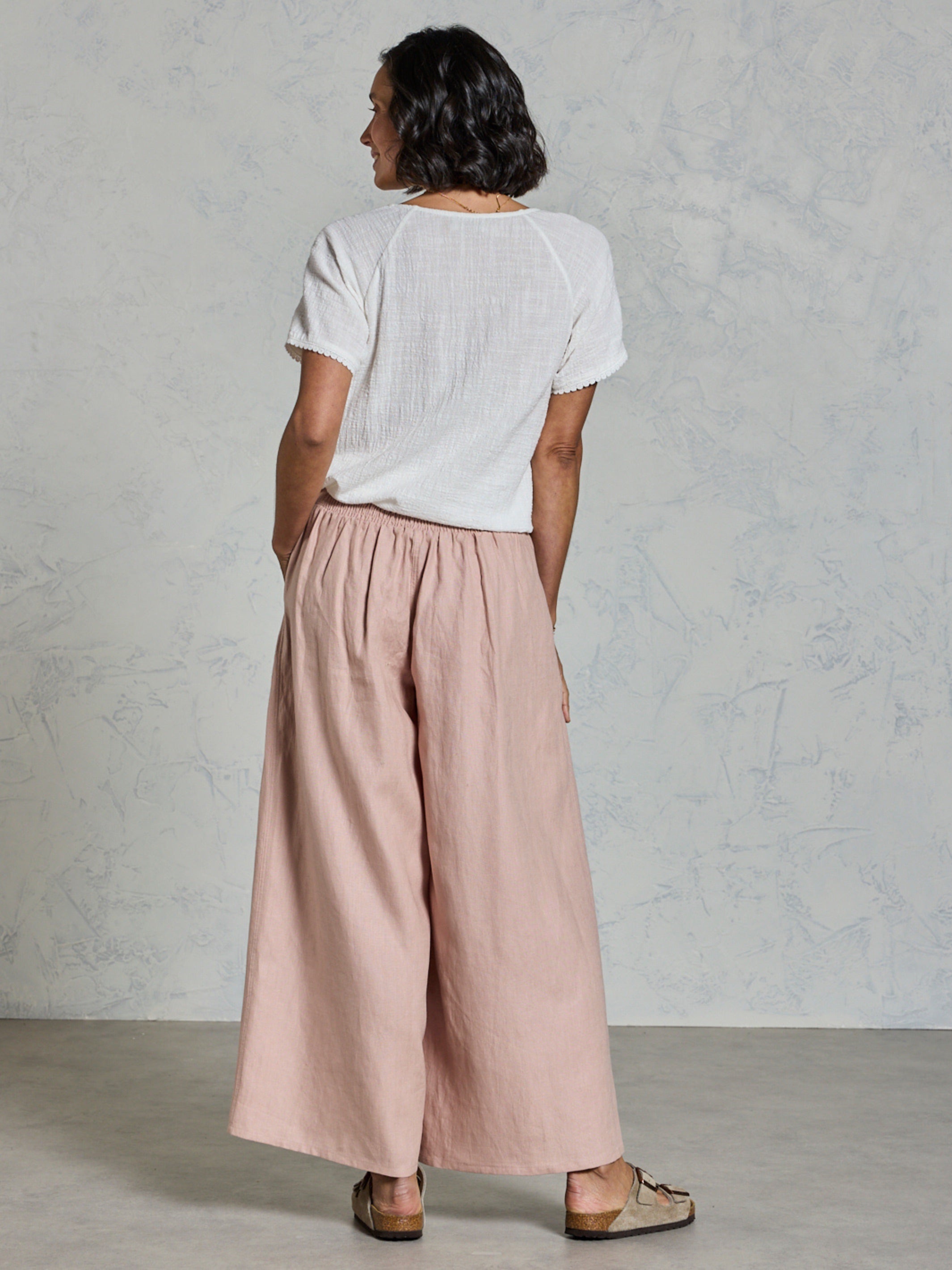 Portillo French Linen Pants Tea Rose